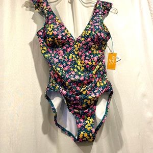NWT Kona Sol M (8-10) green floral one piece